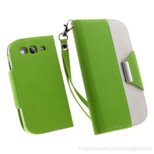 PU Leather case for Samsung S3 SIII i9300 S III, Contrasting double color, PC+PU material